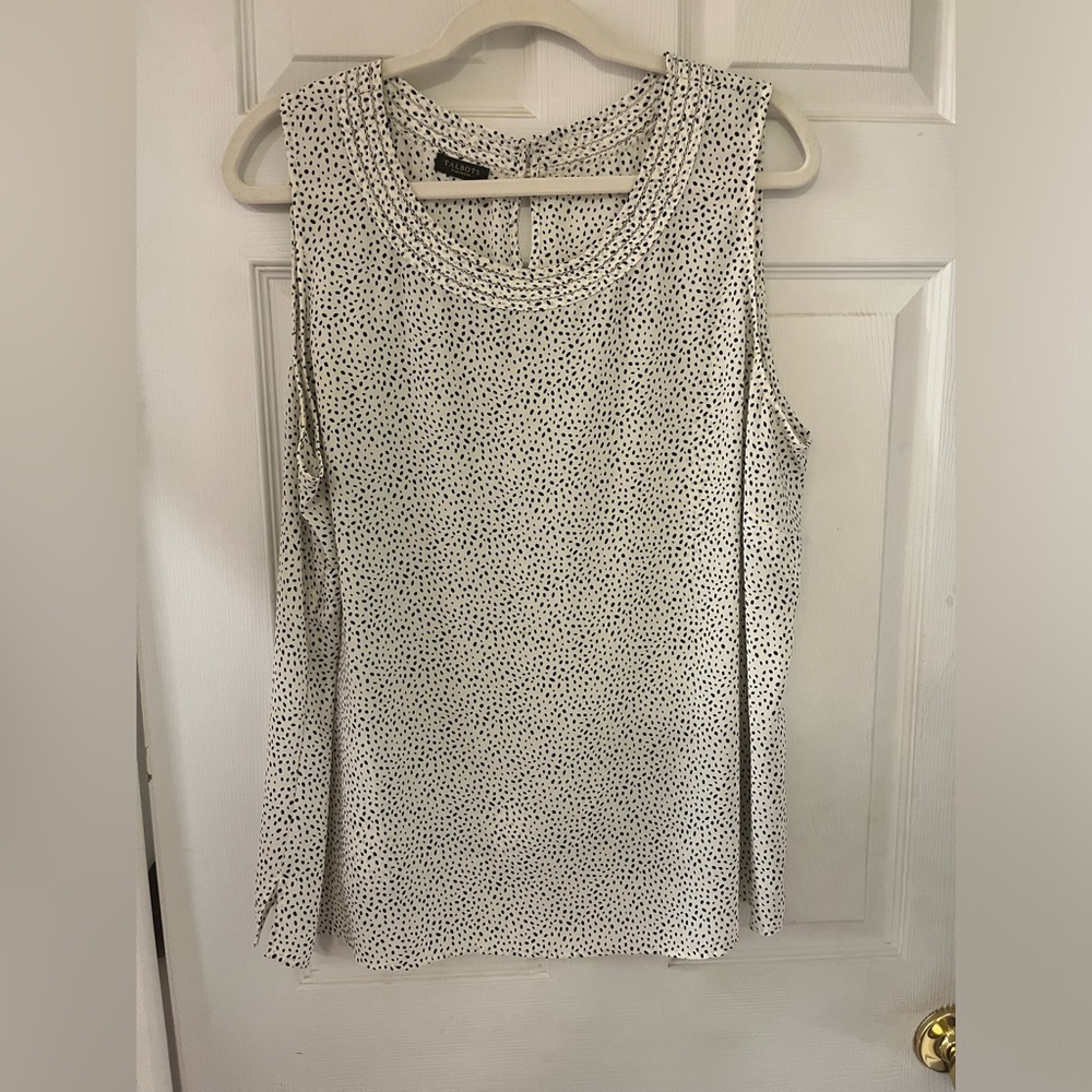 Talbots Sleeveless Black White Blouse Business Business Casual
